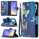 For vivo V21e 4G Colored Drawing Pattern Zipper Horizontal Flip Leather Case with Holder & Card Slots & Wallet(Gold Butterfly) - 1