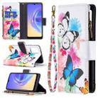 For vivo V21e 4G Colored Drawing Pattern Zipper Horizontal Flip Leather Case with Holder & Card Slots & Wallet(Two Butterflies) - 1