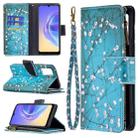 For vivo V21e 4G Colored Drawing Pattern Zipper Horizontal Flip Leather Case with Holder & Card Slots & Wallet(Plum Blossom) - 1