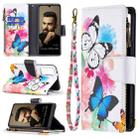 For vivo V21e 5G Colored Drawing Pattern Zipper Horizontal Flip Leather Case with Holder & Card Slots & Wallet(Two Butterflies) - 1