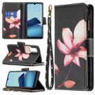 For vivo Y20 Colored Drawing Pattern Zipper Horizontal Flip Leather Case with Holder & Card Slots & Wallet(Lotus) - 1