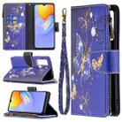 For vivo Y51 2020/Y51a/Y51s Colored Drawing Pattern Zipper Horizontal Flip Leather Case with Holder & Card Slots & Wallet(Purple Butterfly) - 1