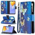 For vivo Y51 2020/Y51a/Y51s Colored Drawing Pattern Zipper Horizontal Flip Leather Case with Holder & Card Slots & Wallet(Gold Butterfly) - 1