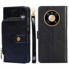 For Huawei Mate 40 Zipper Bag PU + TPU Horizontal Flip Leather Case with Holder & Card Slot & Wallet & Lanyard(Black) - 1