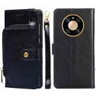 For Huawei Mate 40 Pro Zipper Bag PU + TPU Horizontal Flip Leather Case with Holder & Card Slot & Wallet & Lanyard(Black) - 1