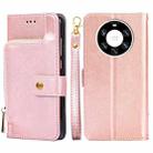 For Huawei Mate 40 Pro+ Zipper Bag PU + TPU Horizontal Flip Leather Case with Holder & Card Slot & Wallet & Lanyard(Rose Gold) - 1