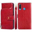 For Huawei P30 lite / nova 4e Zipper Bag PU + TPU Horizontal Flip Leather Case with Holder & Card Slot & Wallet & Lanyard(Red) - 1