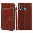 For Huawei P30 lite / nova 4e Zipper Bag PU + TPU Horizontal Flip Leather Case with Holder & Card Slot & Wallet & Lanyard(Brown) - 1