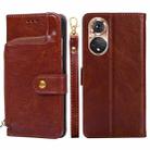 For Honor 50 Zipper Bag PU + TPU Horizontal Flip Leather Case with Holder & Card Slot & Wallet & Lanyard(Brown) - 1