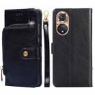 For Honor 50 Pro Zipper Bag PU + TPU Horizontal Flip Leather Case with Holder & Card Slot & Wallet & Lanyard(Black) - 1