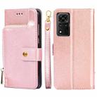 For Honor V40 5G Zipper Bag PU + TPU Horizontal Flip Leather Case with Holder & Card Slot & Wallet & Lanyard(Rose Gold) - 1