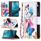 For OPPO A7 Colored Drawing Pattern Zipper Horizontal Flip Leather Case with Holder & Card Slots & Wallet(Two Butterflies) - 1