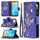 For OPPO A15 Colored Drawing Pattern Zipper Horizontal Flip Leather Case with Holder & Card Slots & Wallet(Purple Butterfly) - 1