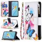 For OPPO A54 4G/A55 5G Colored Drawing Pattern Zipper Horizontal Flip Leather Case with Holder & Card Slots & Wallet(Two Butterflies) - 1
