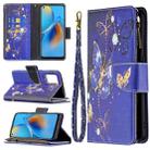 For OPPO A74 4G/F19 4G Colored Drawing Pattern Zipper Horizontal Flip Leather Case with Holder & Card Slots & Wallet(Purple Butterfly) - 1