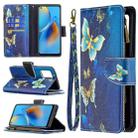 For OPPO A74 4G/F19 4G Colored Drawing Pattern Zipper Horizontal Flip Leather Case with Holder & Card Slots & Wallet(Gold Butterfly) - 1