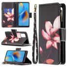 For OPPO A74 4G/F19 4G Colored Drawing Pattern Zipper Horizontal Flip Leather Case with Holder & Card Slots & Wallet(Lotus) - 1