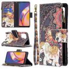 For OPPO A94/Reno5 F/F19 Pro Colored Drawing Pattern Zipper Horizontal Flip Leather Case with Holder & Card Slots & Wallet(Flower Elephants) - 1