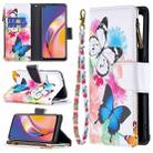 For OPPO A94/Reno5 F/F19 Pro Colored Drawing Pattern Zipper Horizontal Flip Leather Case with Holder & Card Slots & Wallet(Two Butterflies) - 1