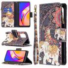 For OPPO A94 5G/F19 Pro+ 5G/Reno5 Z 5G Colored Drawing Pattern Zipper Horizontal Flip Leather Case with Holder & Card Slots & Wallet(Flower Elephants) - 1