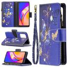 For OPPO A94 5G/F19 Pro+ 5G/Reno5 Z 5G Colored Drawing Pattern Zipper Horizontal Flip Leather Case with Holder & Card Slots & Wallet(Purple Butterfly) - 1