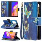 For OPPO A94 5G/F19 Pro+ 5G/Reno5 Z 5G Colored Drawing Pattern Zipper Horizontal Flip Leather Case with Holder & Card Slots & Wallet(Gold Butterfly) - 1