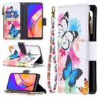 For OPPO A94 5G/F19 Pro+ 5G/Reno5 Z 5G Colored Drawing Pattern Zipper Horizontal Flip Leather Case with Holder & Card Slots & Wallet(Two Butterflies) - 1