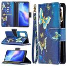 For OPPO Reno5 Pro 5G Colored Drawing Pattern Zipper Horizontal Flip Leather Case with Holder & Card Slots & Wallet(Gold Butterfly) - 1
