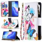 For OPPO Reno5 Pro 5G Colored Drawing Pattern Zipper Horizontal Flip Leather Case with Holder & Card Slots & Wallet(Two Butterflies) - 1