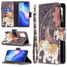 For OPPO Reno5 5G Colored Drawing Pattern Zipper Horizontal Flip Leather Case with Holder & Card Slots & Wallet(Flower Elephants) - 1