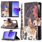 For OPPO Reno6 5G Colored Drawing Pattern Zipper Horizontal Flip Leather Case with Holder & Card Slots & Wallet(Flower Elephants) - 1
