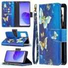 For OPPO Reno6 5G Colored Drawing Pattern Zipper Horizontal Flip Leather Case with Holder & Card Slots & Wallet(Gold Butterfly) - 1