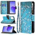 For OPPO Reno6 5G Colored Drawing Pattern Zipper Horizontal Flip Leather Case with Holder & Card Slots & Wallet(Plum Blossom) - 1