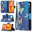 For OPPO Realme C15/C12/C25 Colored Drawing Pattern Zipper Horizontal Flip Leather Case with Holder & Card Slots & Wallet(Gold Butterfly) - 1