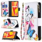 For OPPO Realme C15/C12/C25 Colored Drawing Pattern Zipper Horizontal Flip Leather Case with Holder & Card Slots & Wallet(Two Butterflies) - 1