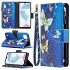 For OPPO Realme C21/C20 Colored Drawing Pattern Zipper Horizontal Flip Leather Case with Holder & Card Slots & Wallet(Gold Butterfly) - 1