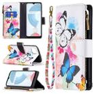 For OPPO Realme C21/C20 Colored Drawing Pattern Zipper Horizontal Flip Leather Case with Holder & Card Slots & Wallet(Two Butterflies) - 1