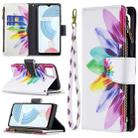 For OPPO Realme C21/C20 Colored Drawing Pattern Zipper Horizontal Flip Leather Case with Holder & Card Slots & Wallet(Sun Flower) - 1