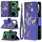 For OPPO Realme 8 5G/V13 5G Colored Drawing Pattern Zipper Horizontal Flip Leather Case with Holder & Card Slots & Wallet(Purple Butterfly) - 1
