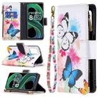 For OPPO Realme 8 5G/V13 5G Colored Drawing Pattern Zipper Horizontal Flip Leather Case with Holder & Card Slots & Wallet(Two Butterflies) - 1