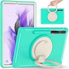 For Samsung Galaxy Tab S8+ / Tab S8 Plus /  Tab S7 FE / Tab S7+/S7 FE 12.4 inch T970 Shockproof TPU + PC Protective Case with 360 Degree Rotation Foldable Handle Grip Holder & Pen Slot(Mint Green) - 1