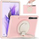 For Samsung Galaxy Tab S8+ / Tab S8 Plus /  Tab S7 FE / Tab S7+/S7 FE 12.4 inch T970 Shockproof TPU + PC Protective Case with 360 Degree Rotation Foldable Handle Grip Holder & Pen Slot(Cherry Blossoms Pink) - 1