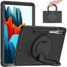 For Samsung Galaxy Tab S8 / Galaxy Tab S7 870 Shockproof TPU + PC Protective Case with 360 Degree Rotation Foldable Handle Grip Holder & Pen Slot(Black) - 1