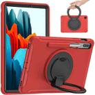 For Samsung Galaxy Tab S8 / Galaxy Tab S7 870 Shockproof TPU + PC Protective Case with 360 Degree Rotation Foldable Handle Grip Holder & Pen Slot(Red) - 1