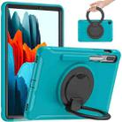 For Samsung Galaxy Tab S8 / Galaxy Tab S7 870 Shockproof TPU + PC Protective Case with 360 Degree Rotation Foldable Handle Grip Holder & Pen Slot(Blue) - 1
