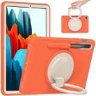 For Samsung Galaxy Tab S8 / Galaxy Tab S7 870 Shockproof TPU + PC Protective Case with 360 Degree Rotation Foldable Handle Grip Holder & Pen Slot(Living Coral) - 1