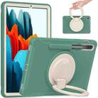 For Samsung Galaxy Tab S8 / Galaxy Tab S7 870 Shockproof TPU + PC Protective Case with 360 Degree Rotation Foldable Handle Grip Holder & Pen Slot(Emmerald Green) - 1
