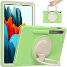 For Samsung Galaxy Tab S8 / Galaxy Tab S7 870 Shockproof TPU + PC Protective Case with 360 Degree Rotation Foldable Handle Grip Holder & Pen Slot(Matcha Green) - 1