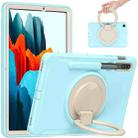 For Samsung Galaxy Tab S8 / Galaxy Tab S7 870 Shockproof TPU + PC Protective Case with 360 Degree Rotation Foldable Handle Grip Holder & Pen Slot(Ice Crystal Blue) - 1