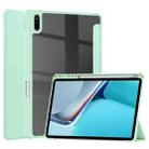 For Huawei MatePad 11 2020 Three-fold Transparent TPU Horizontal Flip Leather Case with Pen Slot & Three-fold Holder & Sleep / Wake-up Function(Mint Green) - 1